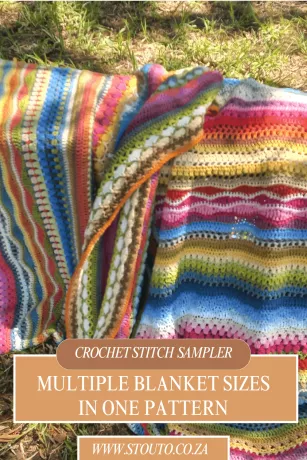 Crochet stitchs sampler blanket 210 rows of mixed crochet stitches