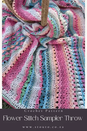 Get the pdf pattern version of this flower stitch sampler throw