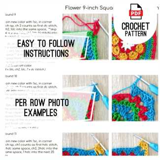 9 inch African daisy crochet granny square pattern example