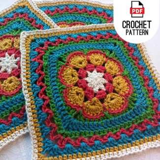 8 Petal African Flower Large Square for Afghan FaQs