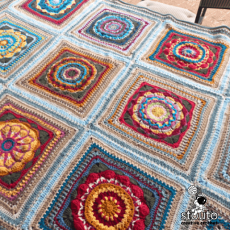 Crochet Blanket pattern using 4 heirloom Flower blankets