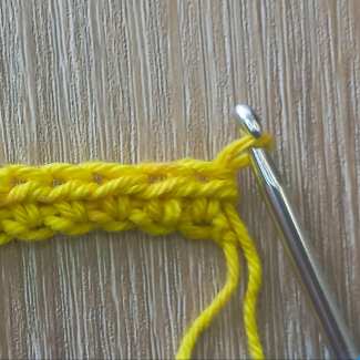 Finish of foundation row,with last stitch in row