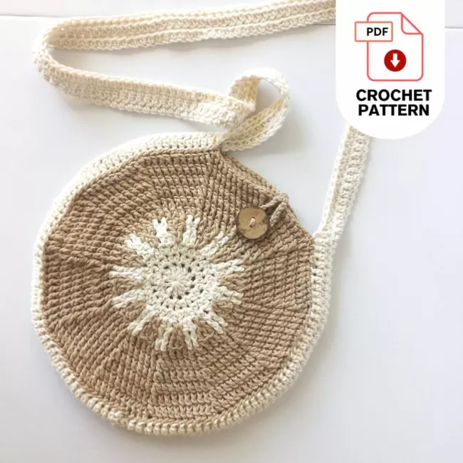 Sun Center Easy canteen crochet bag pattern included in bundle