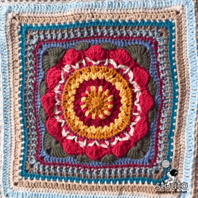 Crochet blanket square bold petal flower blanket sqaure