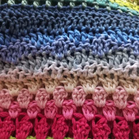 Rows 40–51 – Textured, Ripple & Cluster Stitch Sampler Blanket - Free Stitch Sampler Blanket Pattern for Beginners