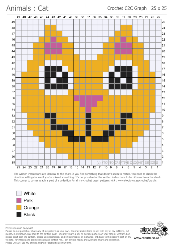 C2C Graph & Pattern for Cute Cartoon Cat