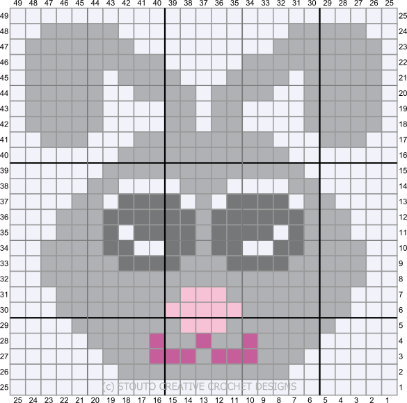 Corner to Corner crochet Graph of Baby Bunny Rabbit