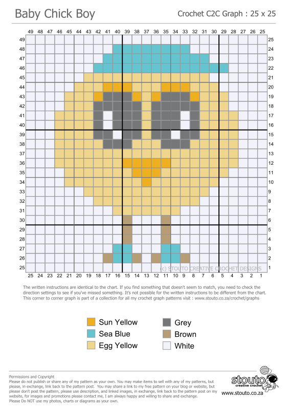 Cute Baby Chicken Boy C2C Graph and Pattern
