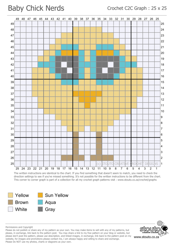 Cute Nerdy Baby Chicken C2C Graph and Pattern