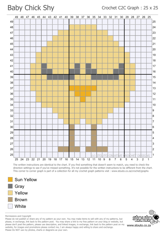 Cute Shy Little Baby Chicken C2C Graph and Pattern