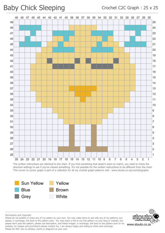 Cute Baby Chicken Sleeping C2C Graph and Pattern