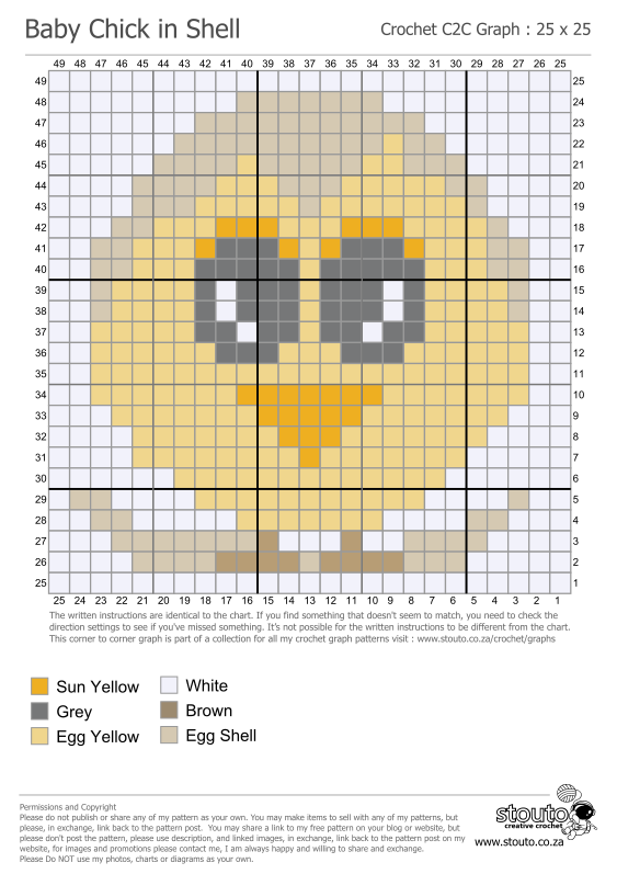 C2C Crochet Pattern - Cute Baby Chicken in shell