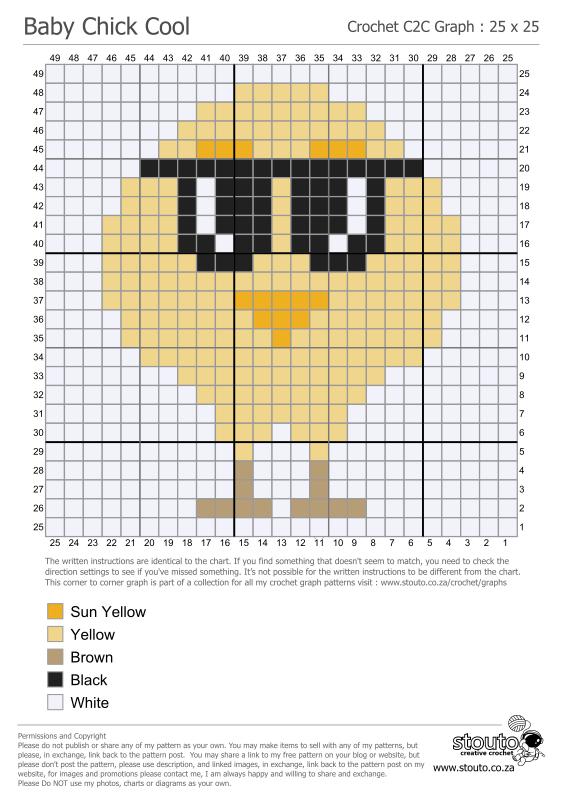 Cute Cool Baby Chicken C2C Graph and Pattern
