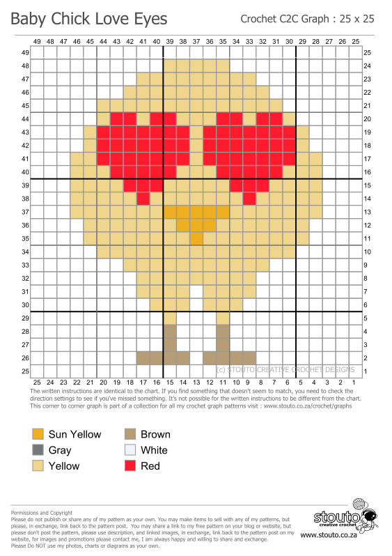 C2C Crochet Pattern - Cute Baby Chicken in Love