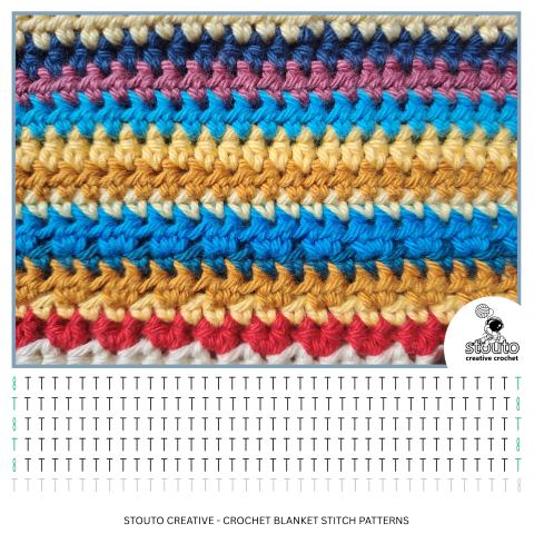 HDC - Half double crochet stitch pattern and diagram