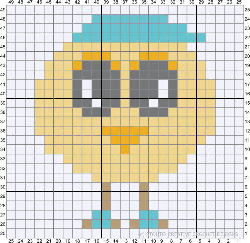 Cute Baby Chicken Boy C2C Graph and Pattern