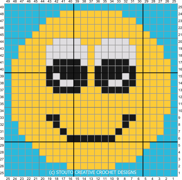C2C Crochet Emoticon Smile Face Graph and Pattern