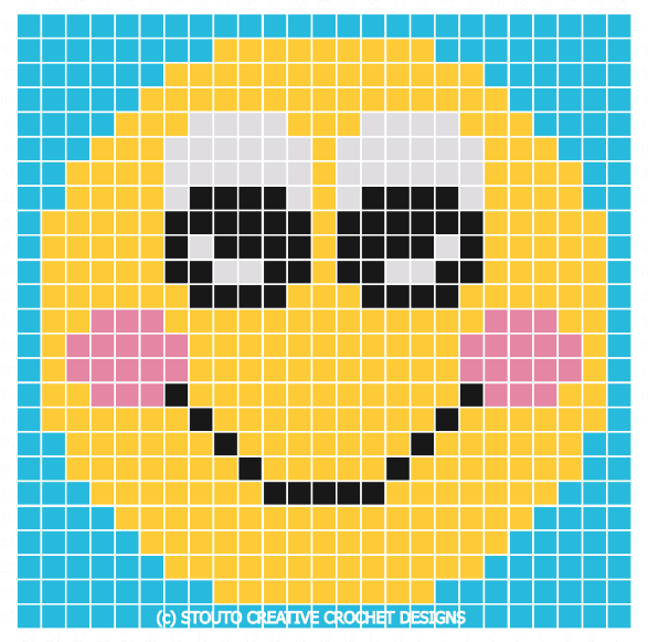 C2C Crochet Emoticon Blush Face Graph and Pattern