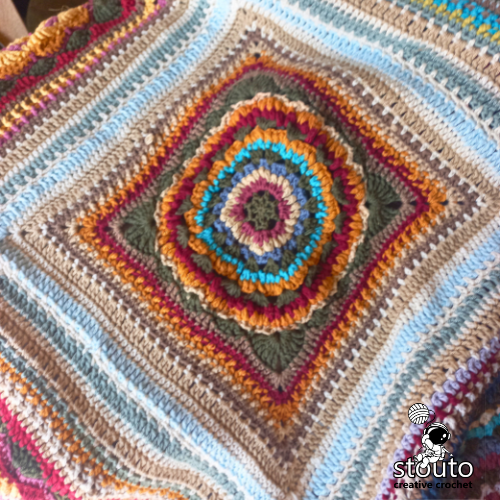 Layered flower granny square crochet stitch detail