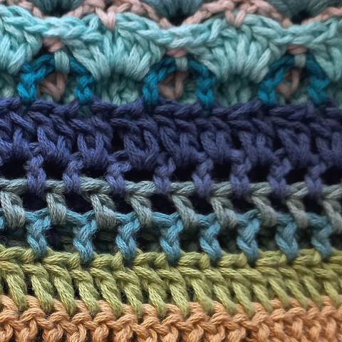 crochet chain stitches in stitch sampler