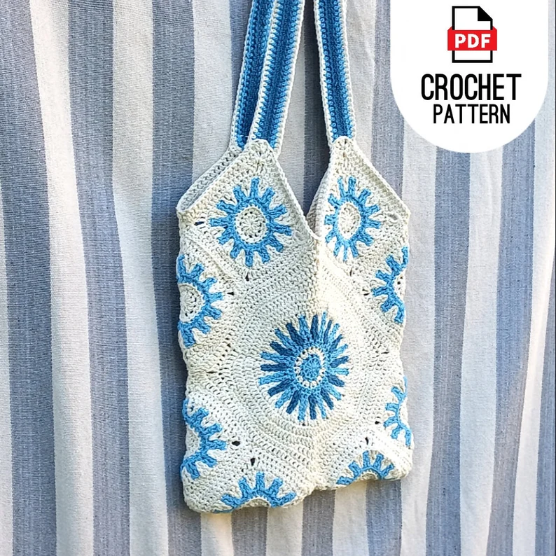 Buy this crochet granny squared bag pdf pattern