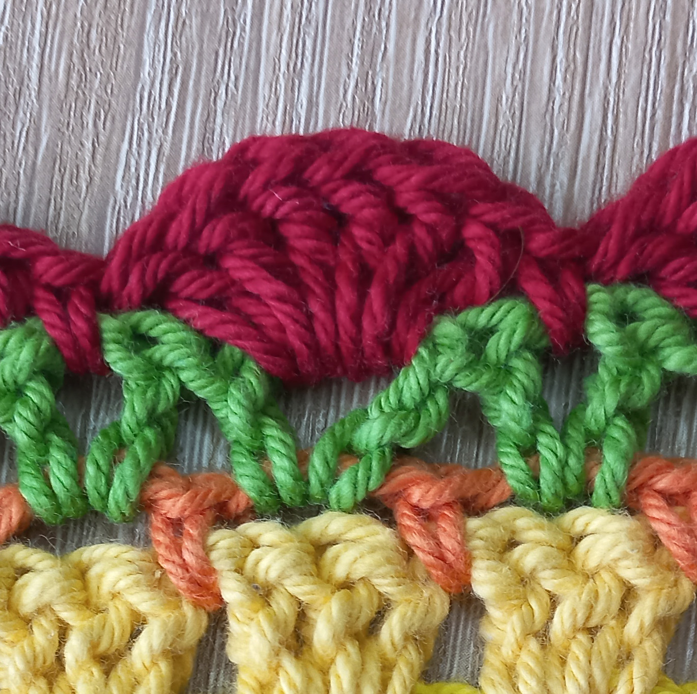 6 dc -shell stitch in st in crochet stitch sampler