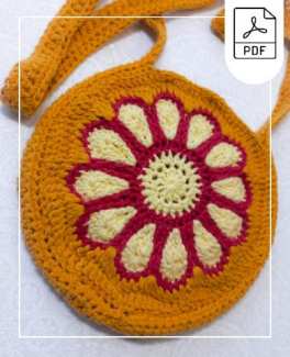 Crochet flower circle sling bag crochet pattern