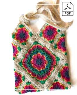 Crochet Flower squares bag, made with detailed granny squares