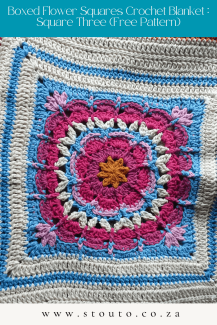 Boxed Flower Squares Crochet Blanket  Square Four (Free Pattern)