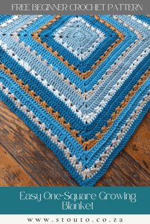 Baby crochet blanket made using one growing square technique