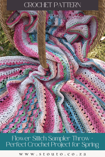 Crochet blanket pattern combining multiple flower stitch textures