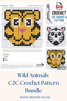 Wild Animals C2C Crochet PDF Pattern Bundle.