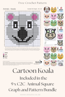 Cute Koala Bear C2C Crochet Square