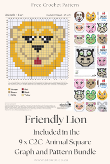 Forever Lazy Lion C2C Crochet Square Pattern Bundle