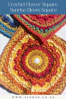 Sunrise Bloom Square Patchwork crochet flower blanket square