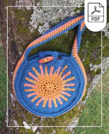 African Sun Round Crochet Tote bag Crochet PDF