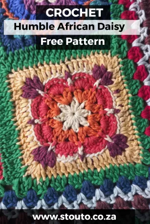 Twisted African Daisy Small Crochet Square Design