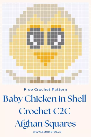 C2C Crochet Pattern - Cute Baby Chicken in shell