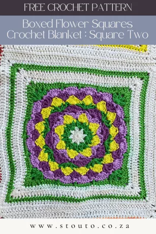 Boxed Flower Squares Crochet Blanket : Square Two (Free Pattern / Photo Tutorial)