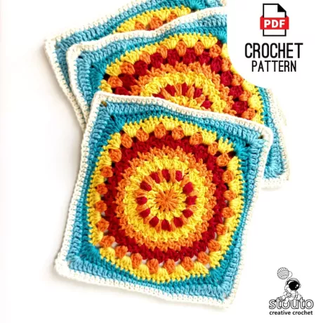 Sunshine flower granny squares pdf crochet pattern