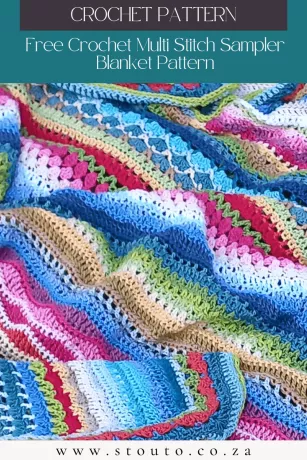 Crochet sampler blanket free with multi stitch rows