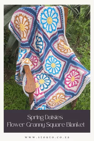 Spring Daisies Flower Granny Square Blanket Pattern