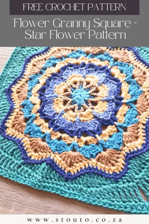 Textured crochet flower square tutorial for blankets and patchwork