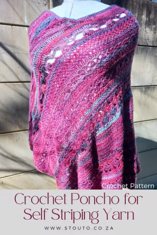 Textured crochet poncho pattern for women with lacy stitch details
