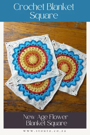 Printable crochet modern flower square blanket pattern PDF including yarn requirements, stitch charts and blanket border instructions