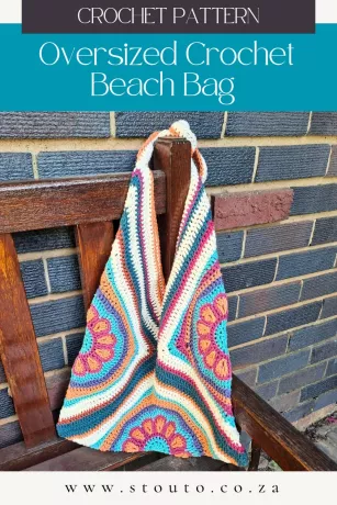 Oversized flower crochet beach bag pattern made with bold granny squares