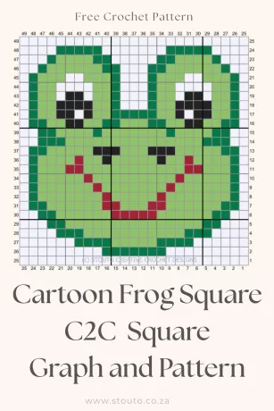 Friendly Frog C2C Crochet Square Pattern for Kids Blankets