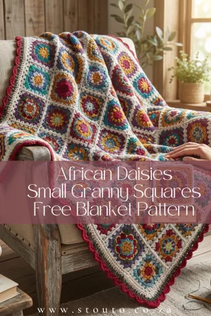 Free Crochet Granny Square Tutorial with Small Flowers Squares Stouto Crochet 