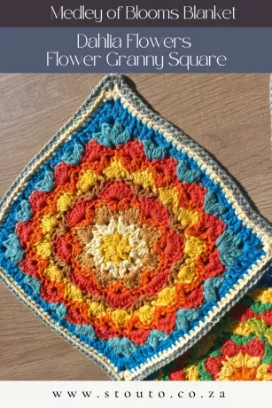 Beginner friendly flower crochet granny square with textured petals