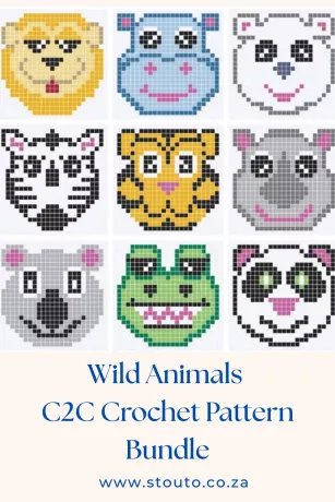 Wild Animals C2C Crochet Pattern Bundle.
